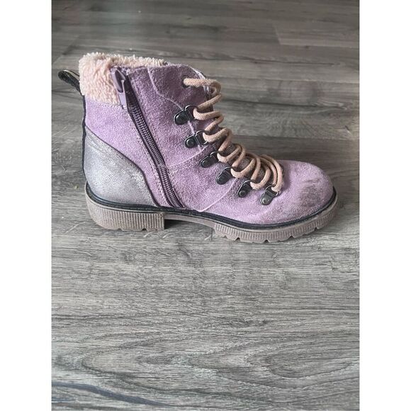 Steve Madden Kids' Combat  Boot with Faux Fur Collar size 3 big girl - Picture 3 of 7